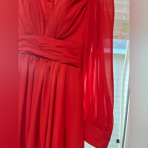 Long Sleeve Bridesmaid Dresses for Women Chiffon evening Dress with Slit - Picture 6 of 10